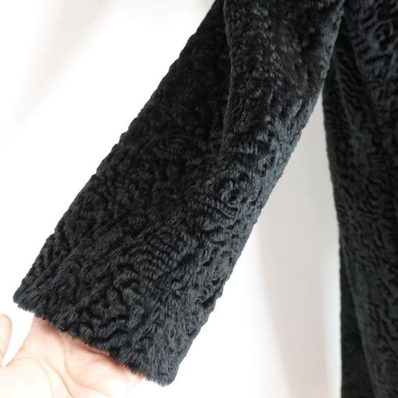 Vintage Persian Lamb Coat (Possibly Faux) with Faux Fur Collar Black Size Unknow - Picture 10 of 16